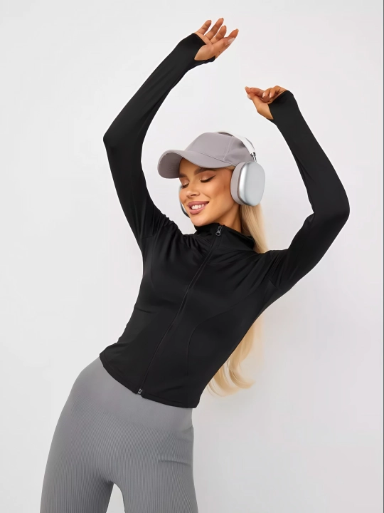 Ayollar sport rashgard, fitnes uchun longsliv, tanani torib turuvchi sport kofta koftas