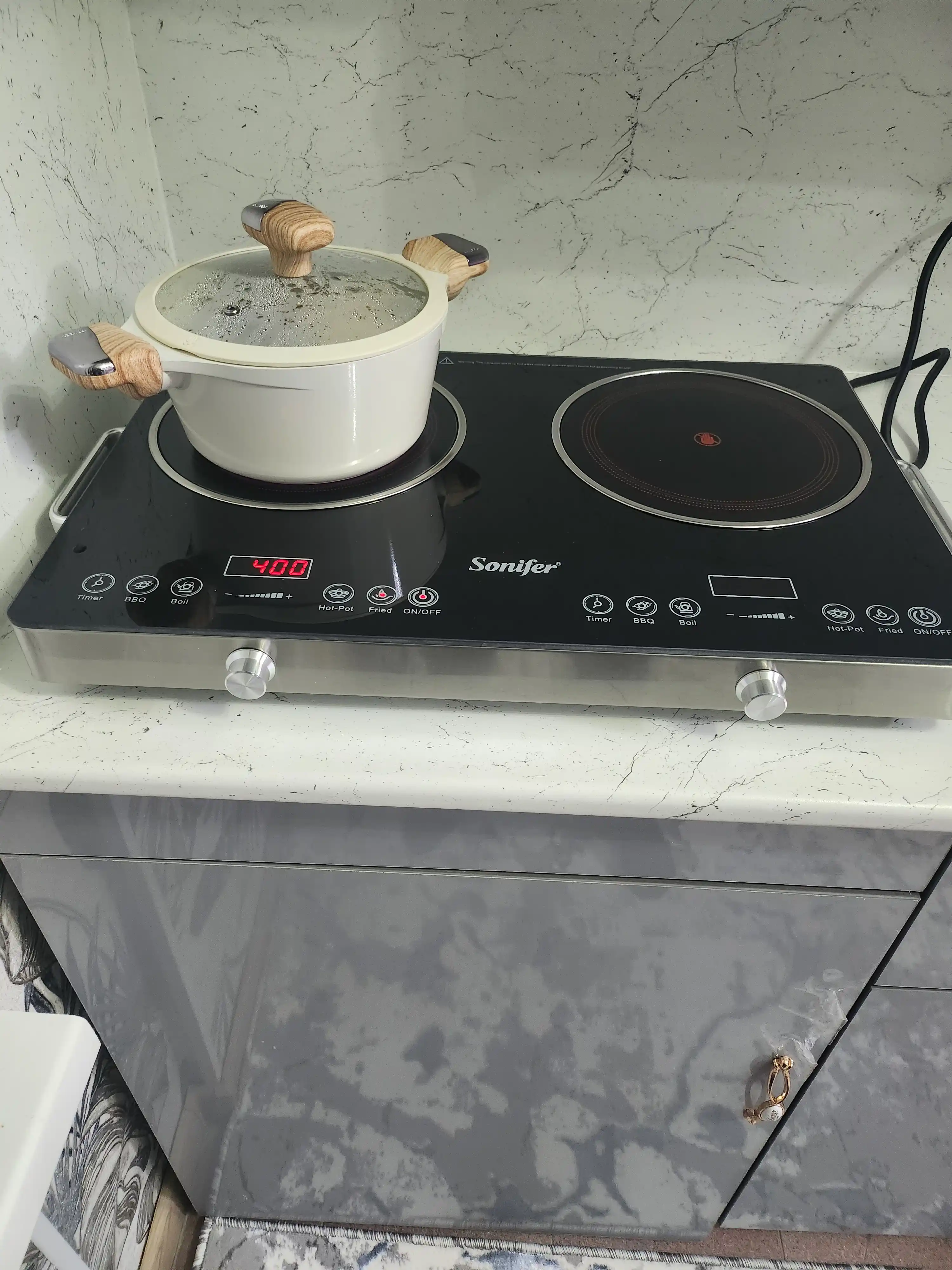 Sensorli elektr plita ovqat tayyorlash uchun 2talik pechka, oshxona pechi, stol ustiga gaz