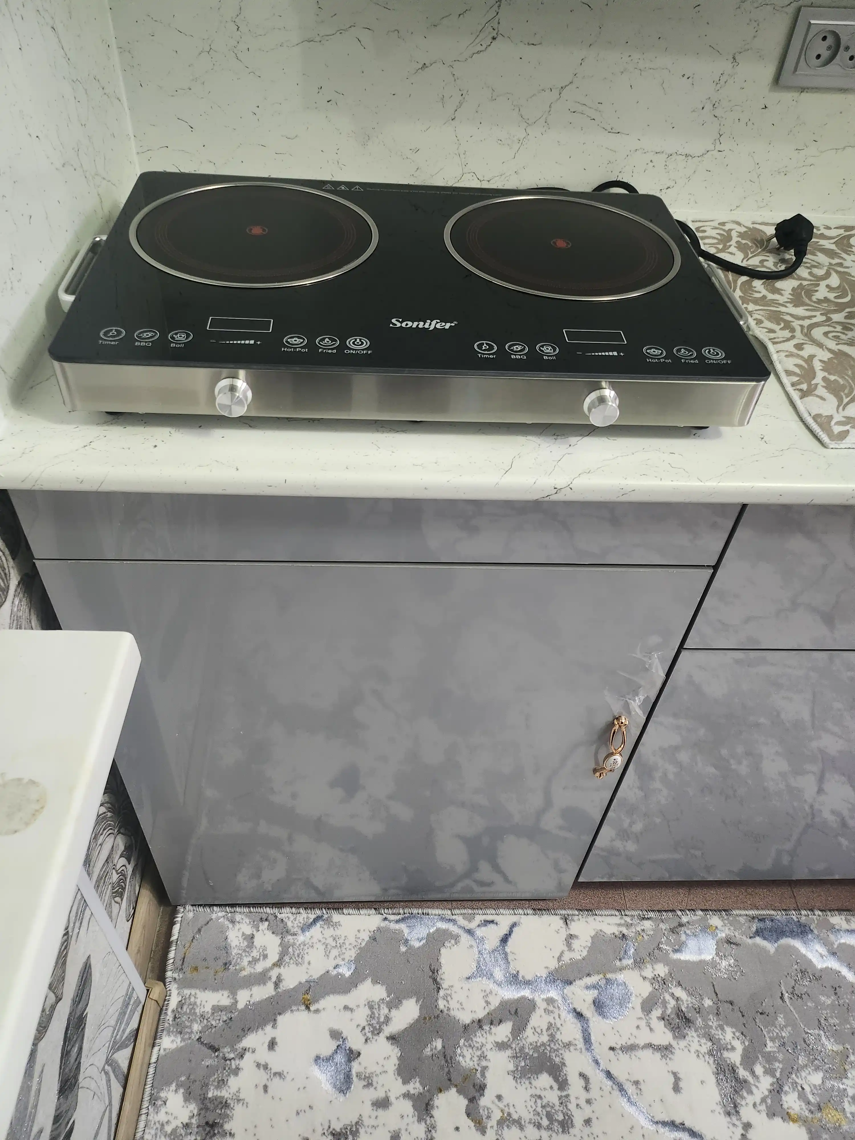 Sensorli elektr plita ovqat tayyorlash uchun 2talik pechka, oshxona pechi, stol ustiga gaz