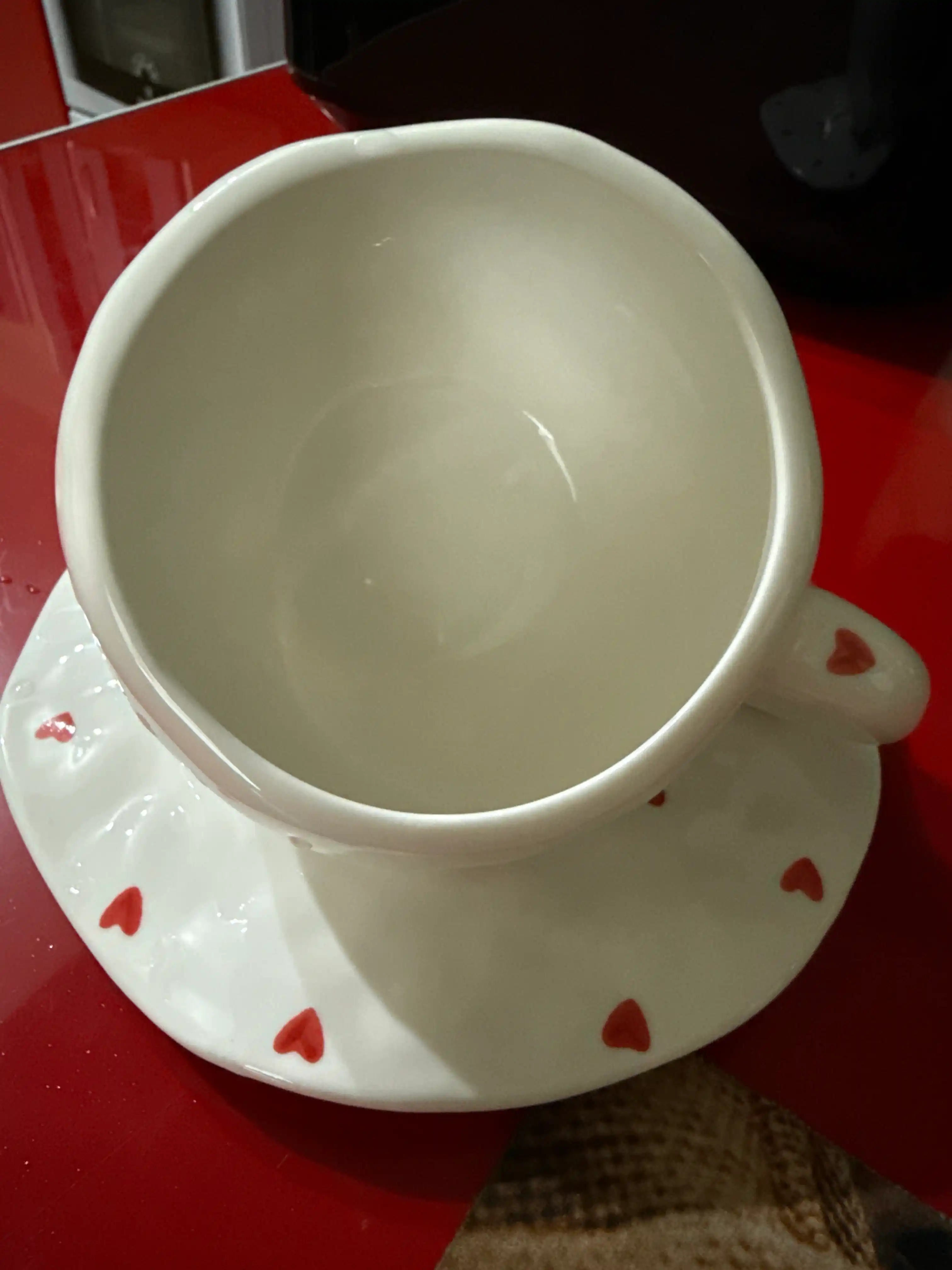 Choy jufti, 280 ml, keramika krujka likopcha bilan choy, qahva, kapuchino va latte uchun