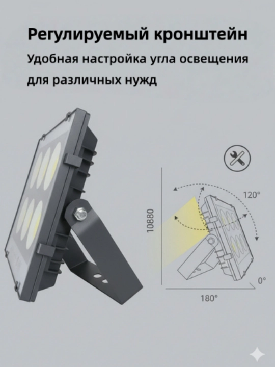 LED прожектор 50–400 Вт, прочная модель с защитой IP65 для уличного освещения 
