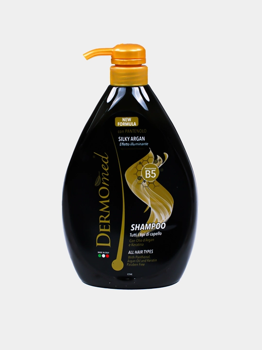 Dermomed Silky Argan shampuni - barcha turdagi sochlar uchun, pantenol va argan moyi bilan