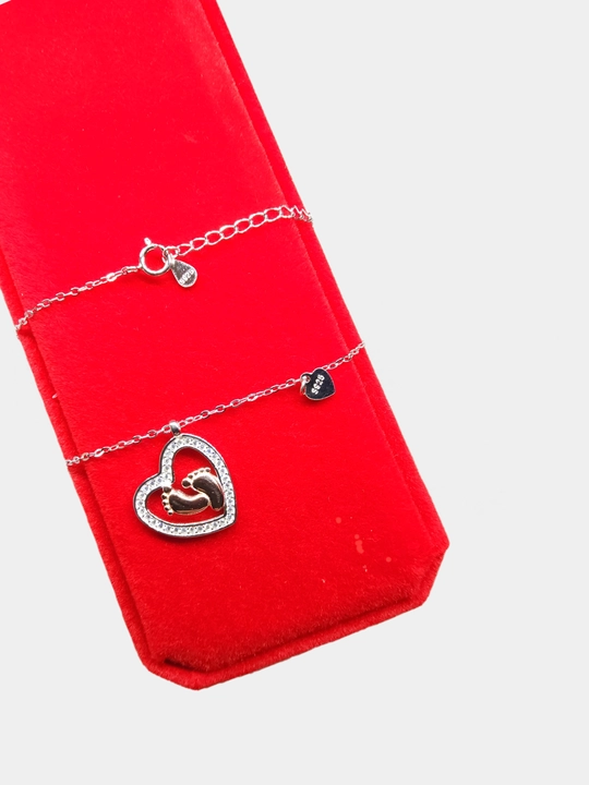 "SILVERME LoveSteps" – 925 kumush yurak zanjir, bronza oyoq izlari onalik timsoli