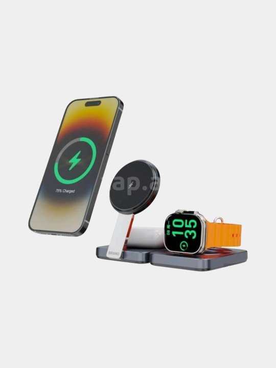 Powerology Qi2–15 Вт MagSafe — Подставка для одновременной зарядки нескольких устройств