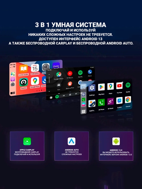3 tasi 1 da CarPlay Ai Box adapteri Android 13 va Android Auto qo‘llab quvvatlaydi