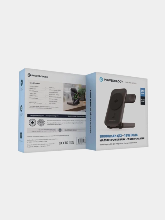 Powerology Qi2 10000mAh - Kuchli va xavfsiz portativ quvvatlash batareyasi