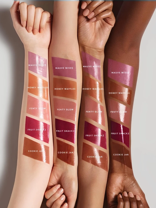 Fenty Beauty GLOSS BOMB lab uchun blesk FENTY GLOW 01 va Cookie Jar 04 ranglari