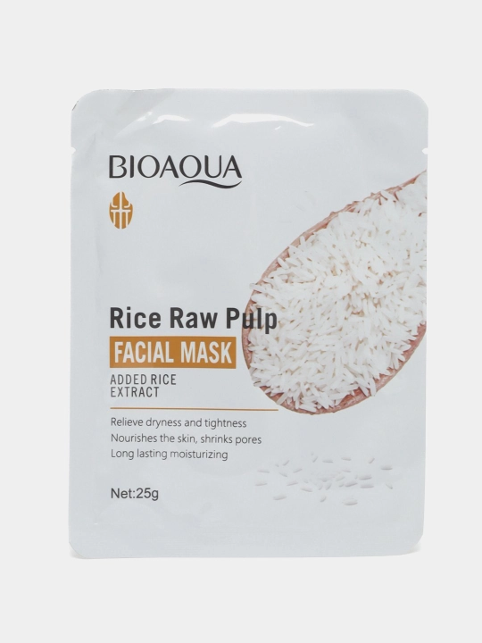 Маска для лица из ткани Bioaqua Rice Raw Pulp Mask с рисовым экстрактом