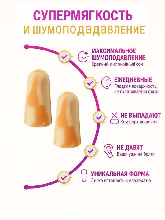 Беруши для сна, для отдыха, для плавания, шумоподавляющие, многоразовые, в кейсе 5 пар