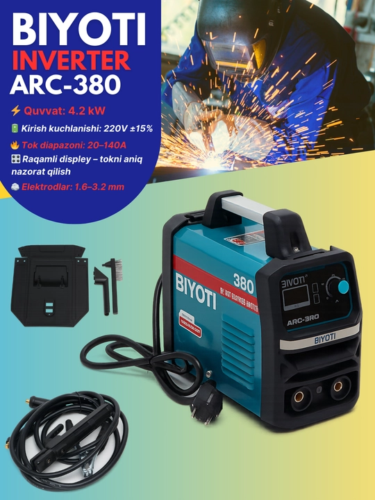 BIYOTI ARC-380 inverter payvandlash apparati, 140A, DC IGBT, ARC, MMA, 220V - 