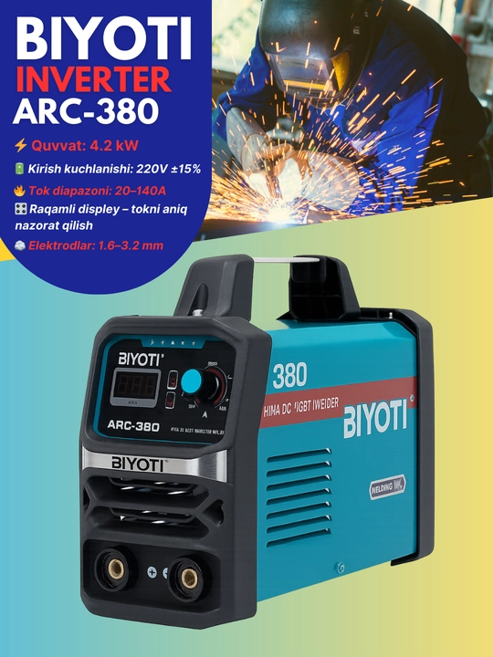 BIYOTI ARC-380 inverter payvandlash apparati, 140A, DC IGBT, ARC, MMA, 220V