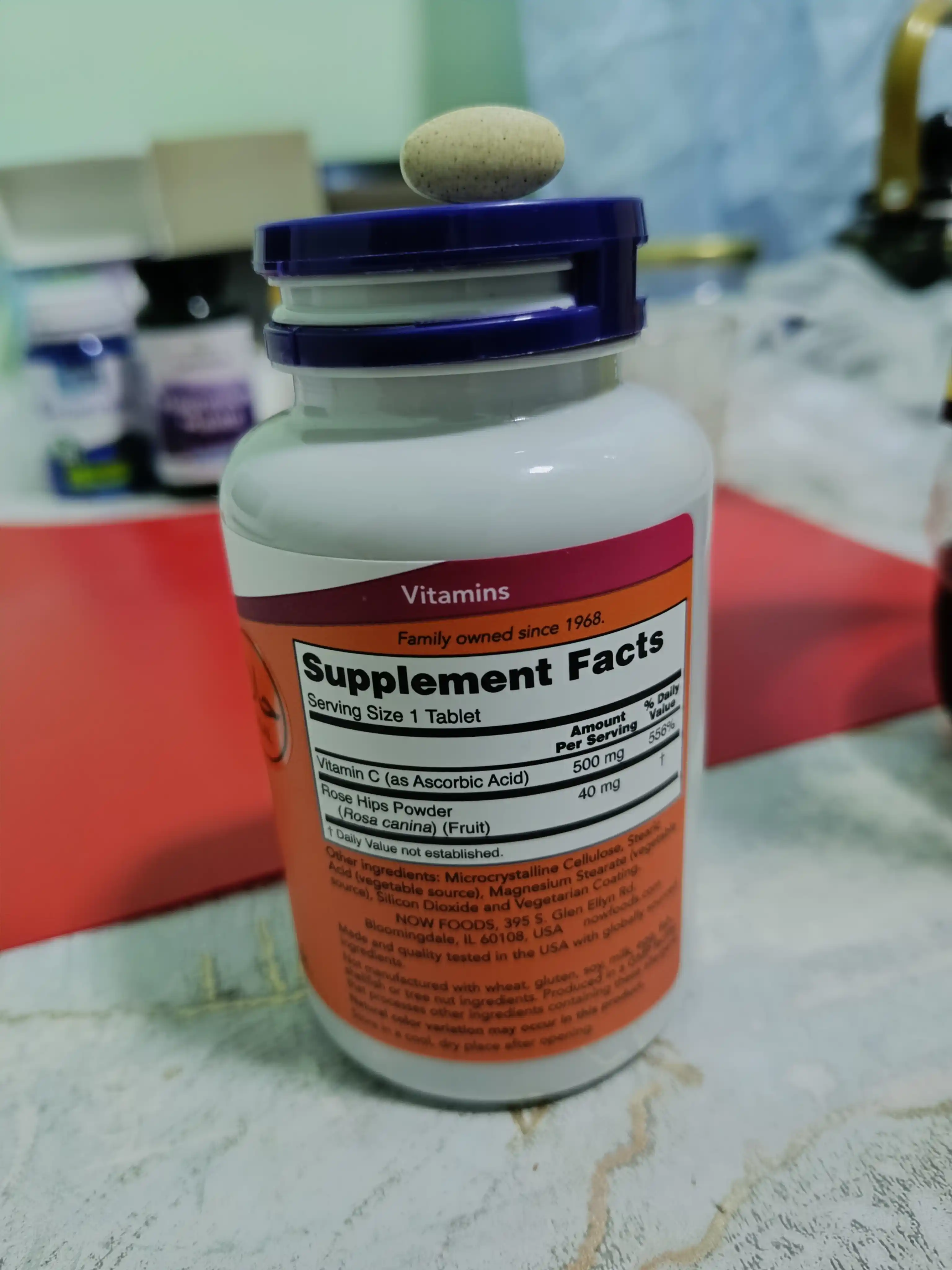 NOW Supplements, Vitamin C 500 mg va 1000 mg na'matak bilan, Halol