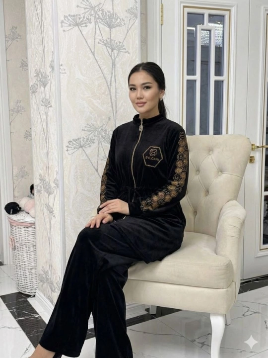 Ayollar uchun velyur ko‘ylak ishton komplekti S dan XL gacha tushadi 
