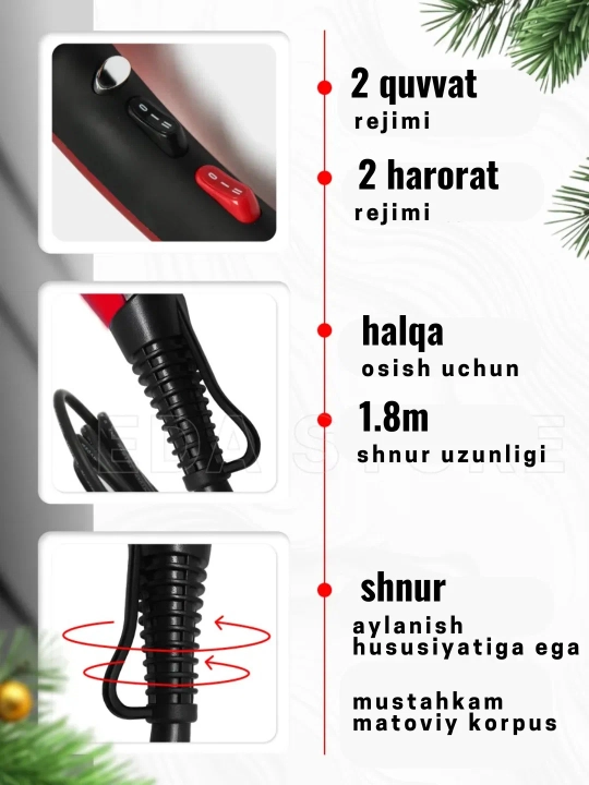 Professional soch quritgich PH 8080, nasadkalar bilan, soch turmaklash uchun