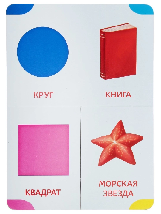 Картонная книга для малышей, формы, цвета, половинки, цифры, время года, противоположности