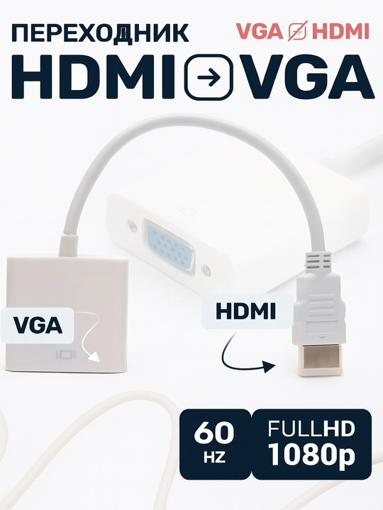 Adapter HDMI to VGA, videokarta ulash uchun Full HD 1080p - 