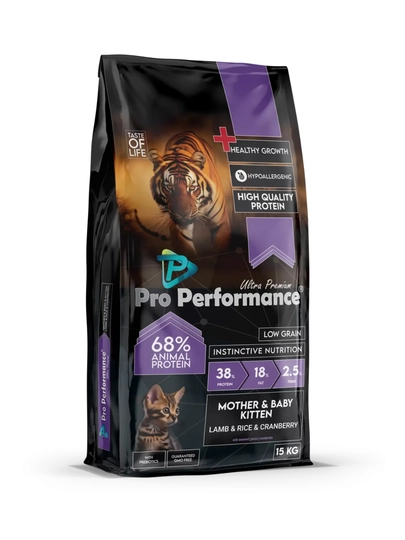 Сухой корм для котят Pro Performance, со вкусом ягнёнка и риса, 60% животного белка 15 кг