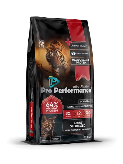 Сухой корм для стерилизованных кошек Pro Performance с ягненком и лососем 15 кг