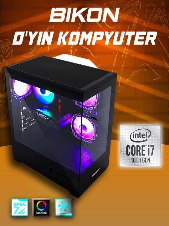 Gaming PC i7-12700F, GTX1660/RTX3050/RTX5050, 16-64GB RAM, SSD 256GB–1TB+HDD 500GB sovg'a - 