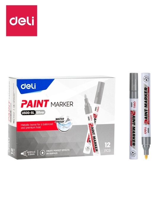 Marker Paint U500-SL kumush Deli, 500-SL-U - 