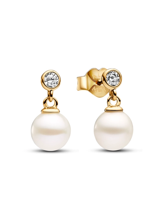 Серьги Pandora Капли с жемчугом, покрытие 14K золотом, 263153C01