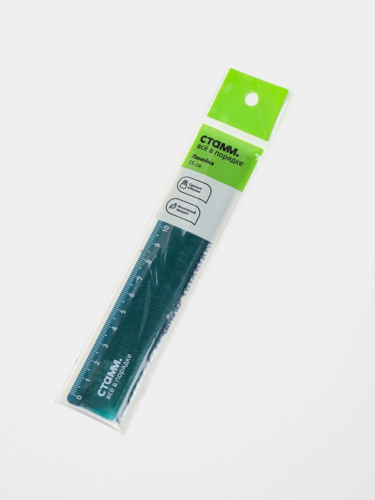 15 sm STAMM lineykasi, plastik, yashil buqalamun, LN-31854 yevropalashtirgichi - 