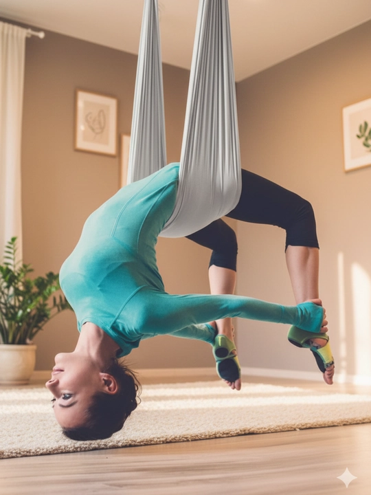 Yoga uchun antigravitatsiya gamak, aeroyoga, kulrang