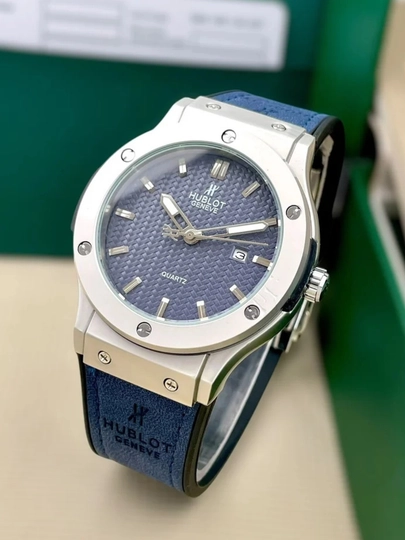 Мужские наручные часы HUBLOT, с батарейкой, в подарочной коробке — NEWATCH-HUBLOT1-СИНИЙ