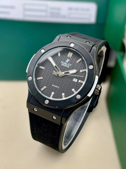 Мужские наручные часы HUBLOT, с батарейкой, в подарочной коробке — NEWATCH-HUBLOT1-ЧЕРНСТЕ