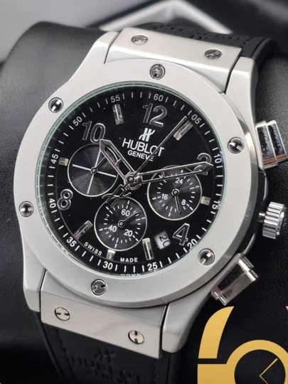 Мужские наручные часы HUBLOT, с батарейкой, в подарочной коробке — NEWATCH-HUBLOT1-УГОЛЬН
