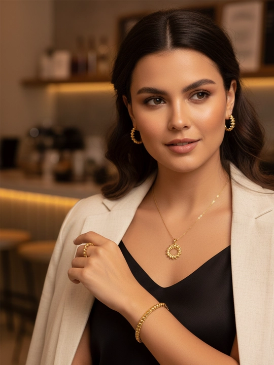 Комплект Cartier - кольцо, браслет, серьги и цепочка