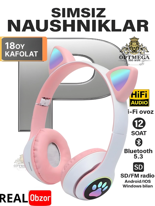 Simsiz Bluetooth quloqchinlar P47, mikrofon, radio va fleshka uyasi bilan