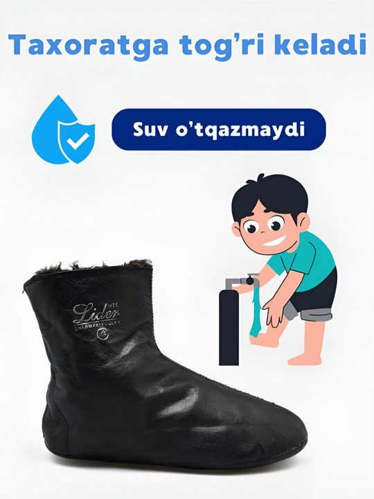 Echki charmdan isitiladigan tabiiy charmdan termopaypoqlar, 36-44 o‘lcham