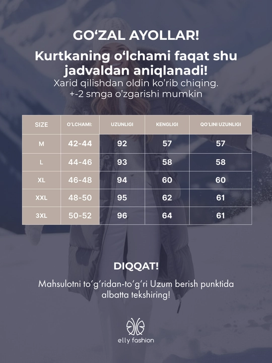 Kurtka ayollar uchun, issiq uzun kurtka - EllyFashion kapyushonli, qishki oversize puxovik