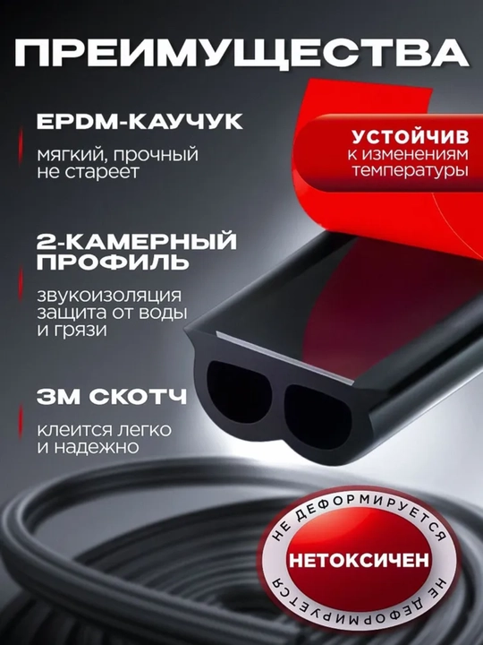 Уплотнитель автомобильный, самоклеящийся, Тип-P,Тип-B,Тип-D,Тип-Z