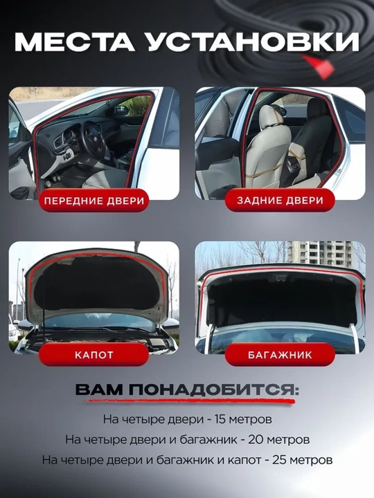 Уплотнитель автомобильный, самоклеящийся, Тип-P,Тип-B,Тип-D,Тип-Z