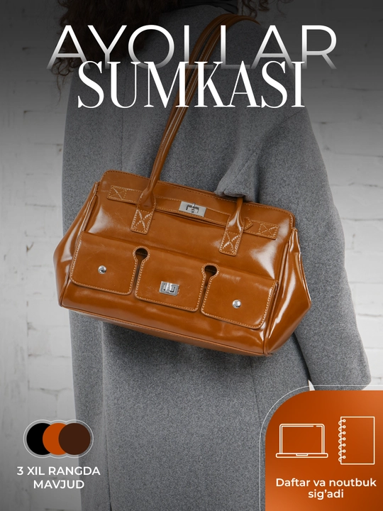 Ayollar ASIYAT tout sumkasi yelkama– katta sig'imli A4, tabiiy eko-charm