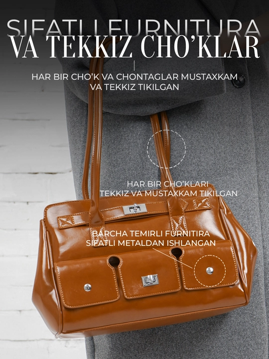 Ayollar ASIYAT tout sumkasi yelkama– katta sig'imli A4, tabiiy eko-charm