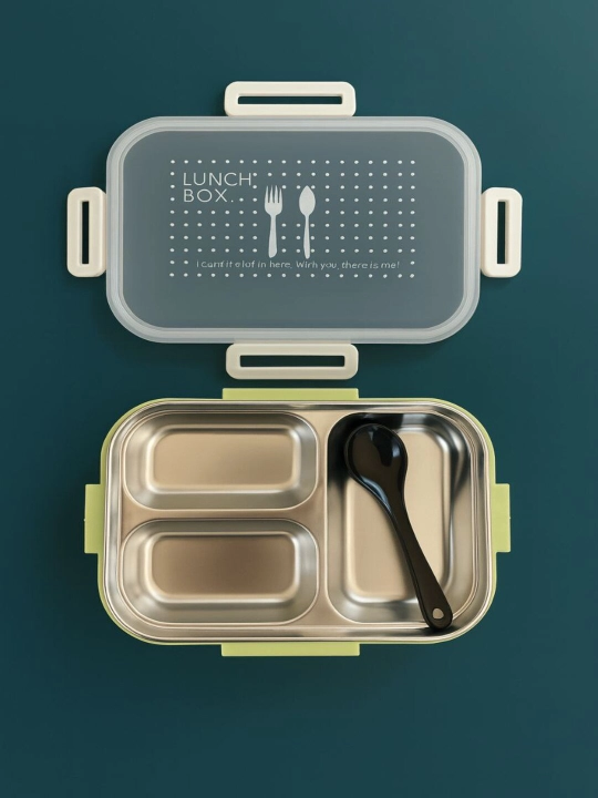 Lunch-box из стали, 2 секции, с термосумой и ложкой - 