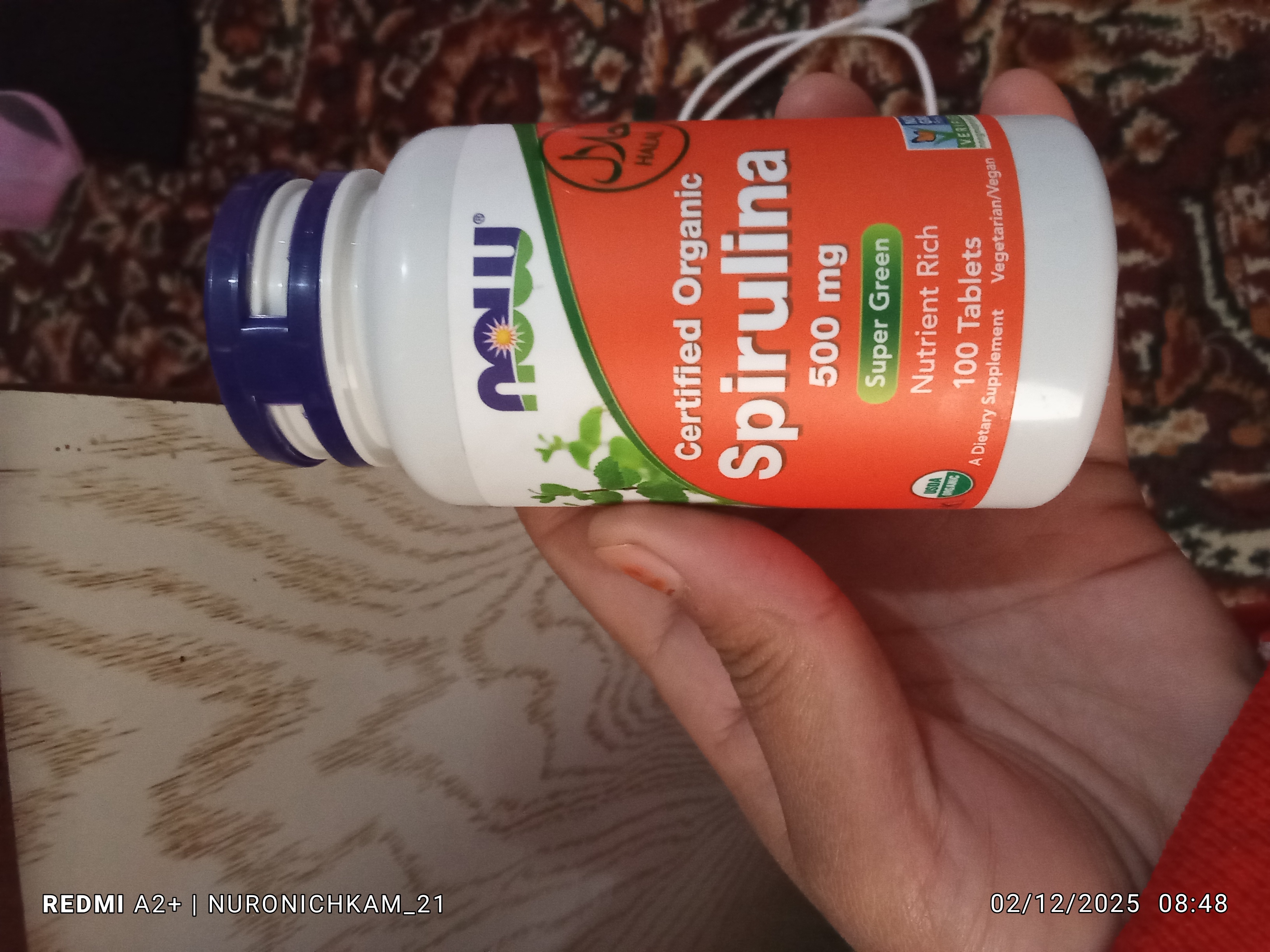 NOW Foods, Organik Spirulina, 500 mg, 100 tabletkalar