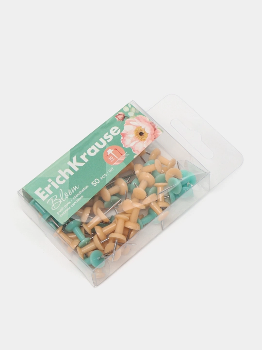 Кнопки силовые ErichKrause Pastel Bloom, ассорти (в пэт-боксе по 50 шт.) 62056