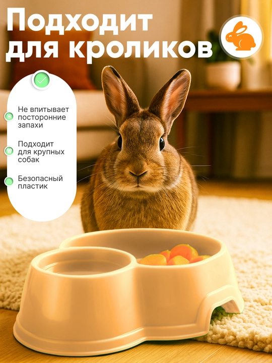 Двойная миска для кошек и собак, 25 * 19.5 * 6.5 см