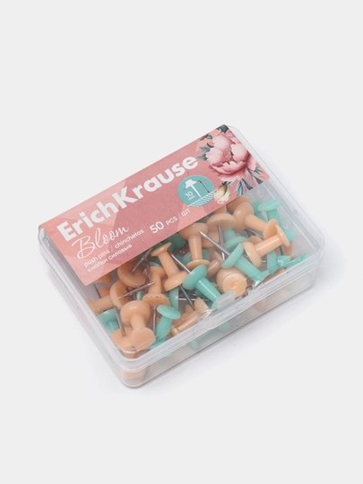Кнопки силовые ErichKrause Pastel Bloom, ассорти (в пластиковой коробке 50 шт.) 62061 — ERKR-62061