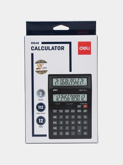 Калькулятор 12 разр. Dual Display (чр) EM049 Deli