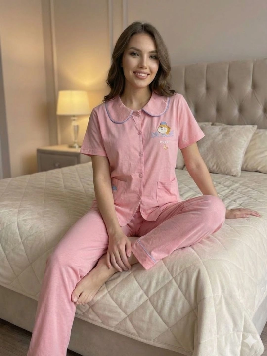 Ayollar uchun yozgi pijama: 100% paxta, juda qulay va yengil, uyda dam olish uchun ideal