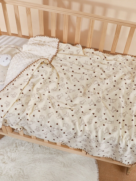 Детское одеяло муслиновое, с хлопковым бархатом, 1×1 м