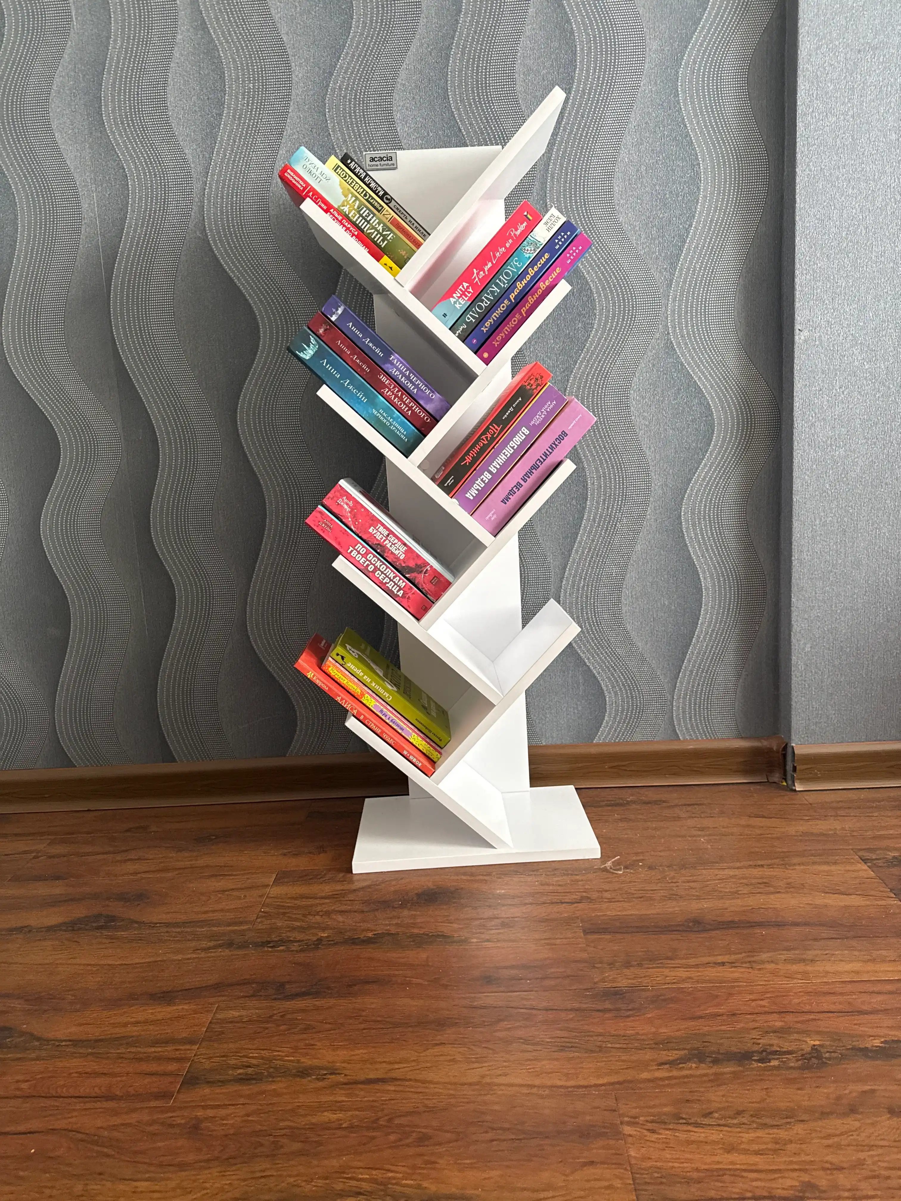Полка для книг, в форме ёлки, ACACIA, ЛМДФ, 103×35×20 см