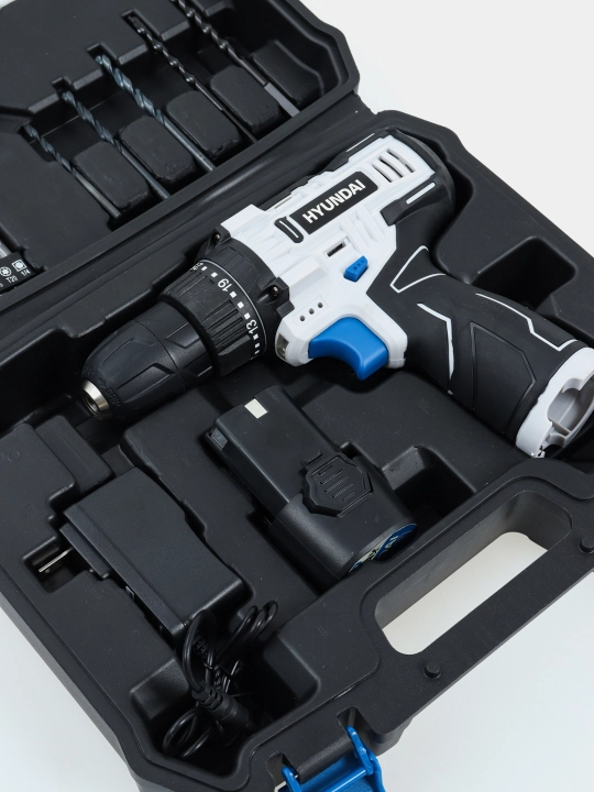 Akkumulyatorlik shurup buragich, 1 ta akkumulyator 12V/21V to'plam 27/55 talik HYUNDAI