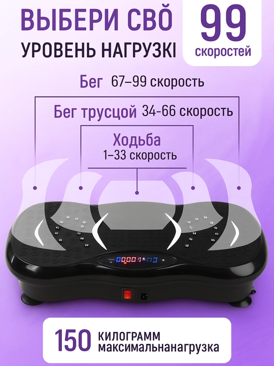 Vibratsion fitnes platforma — massaj funksiyasi  KECHITE tish rezinalari bilan
