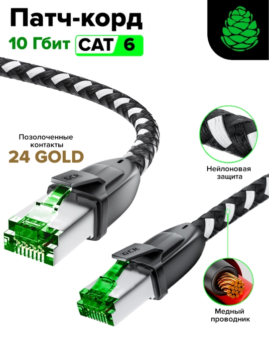 GCR PRO neylon UTP, Patch Cord Cat.6 lszh PROF to'g'ridan-to'g'ri, mis quyma RJ45 - 